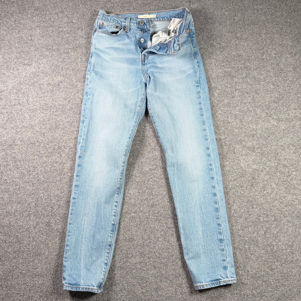 Levi's Wedgie Straight Jeans Womens 25 Light Blue Premium Button Fly High Rise